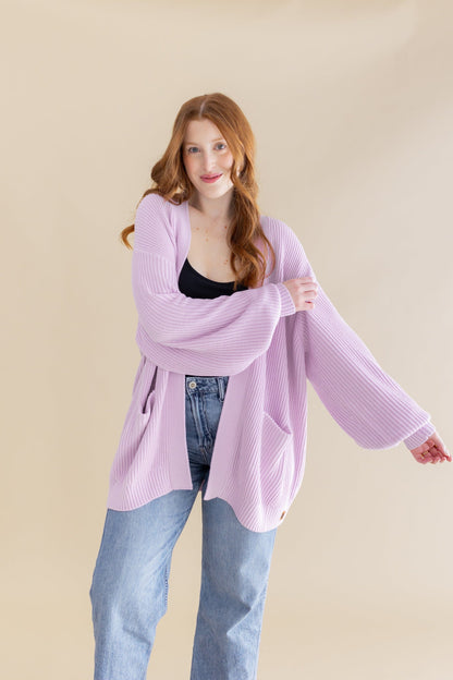 Chunky Knit Women's Oversized Cardigan in Thistle