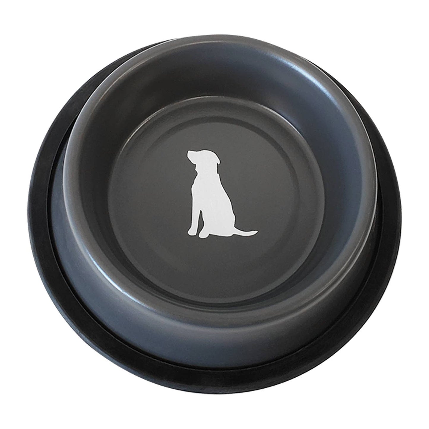 Jojo Modern Pets - Nonskid Stainless Steel Dog Bowl with Dog Print - Matte Gray