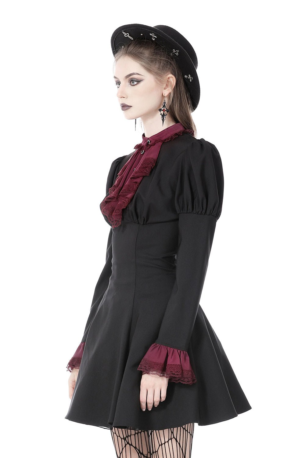 Autumnal Goth Ruffle Dress