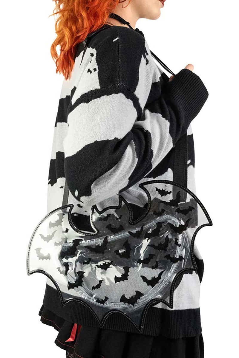Bat Shaped Clear Vinyl Backpack Purse