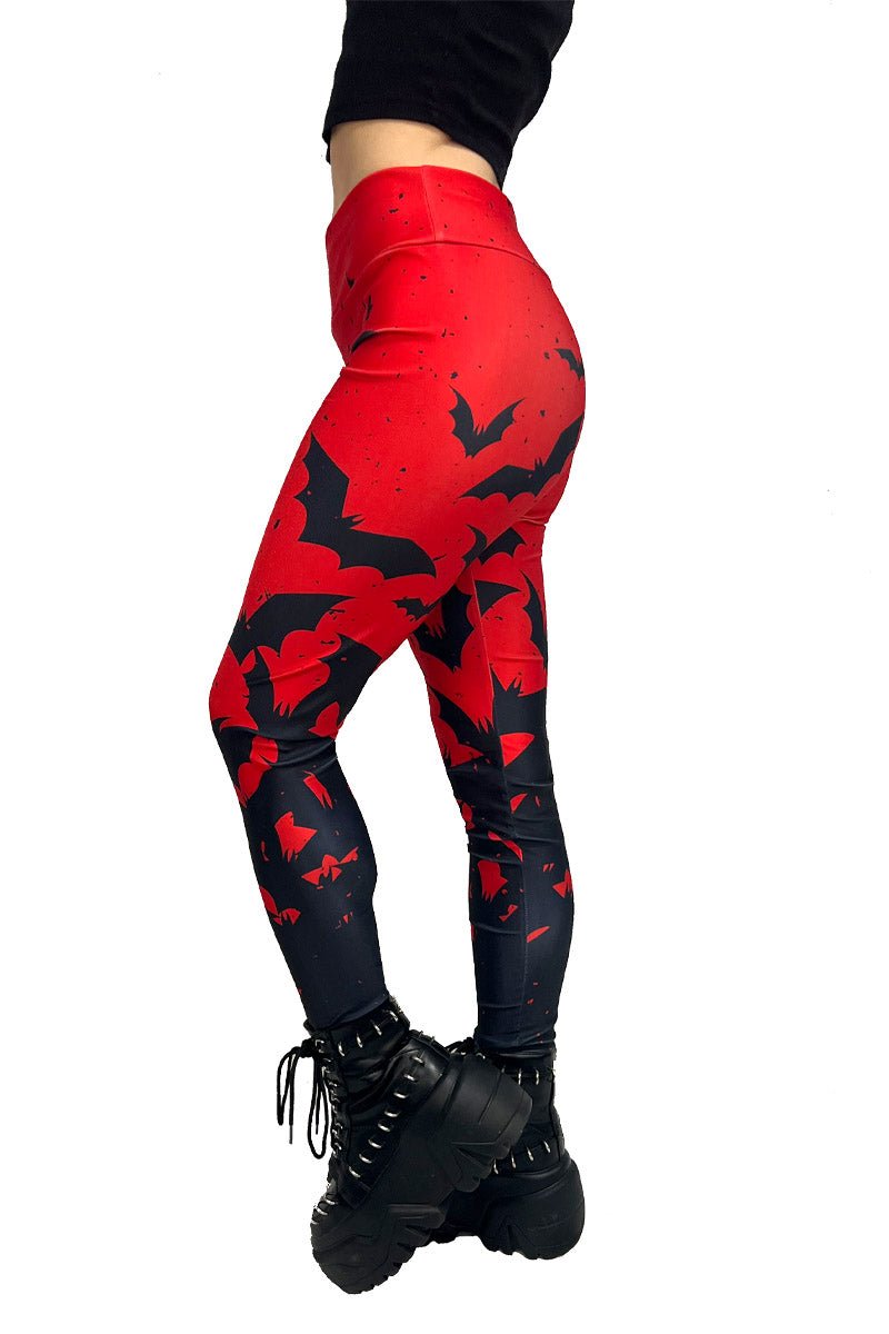 Bite Me Vampire Bat Leggings [RED/BLACK]