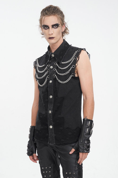 Black Flame Distressed Vest