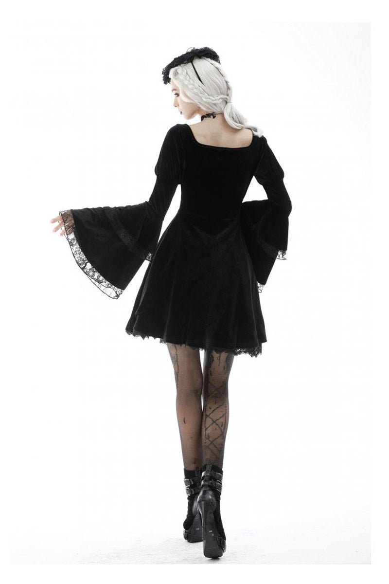 Black Flame Flared Gothic Dress