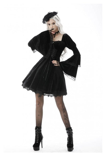 Black Flame Flared Gothic Dress
