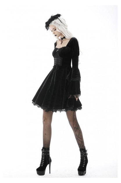 Black Flame Flared Gothic Dress