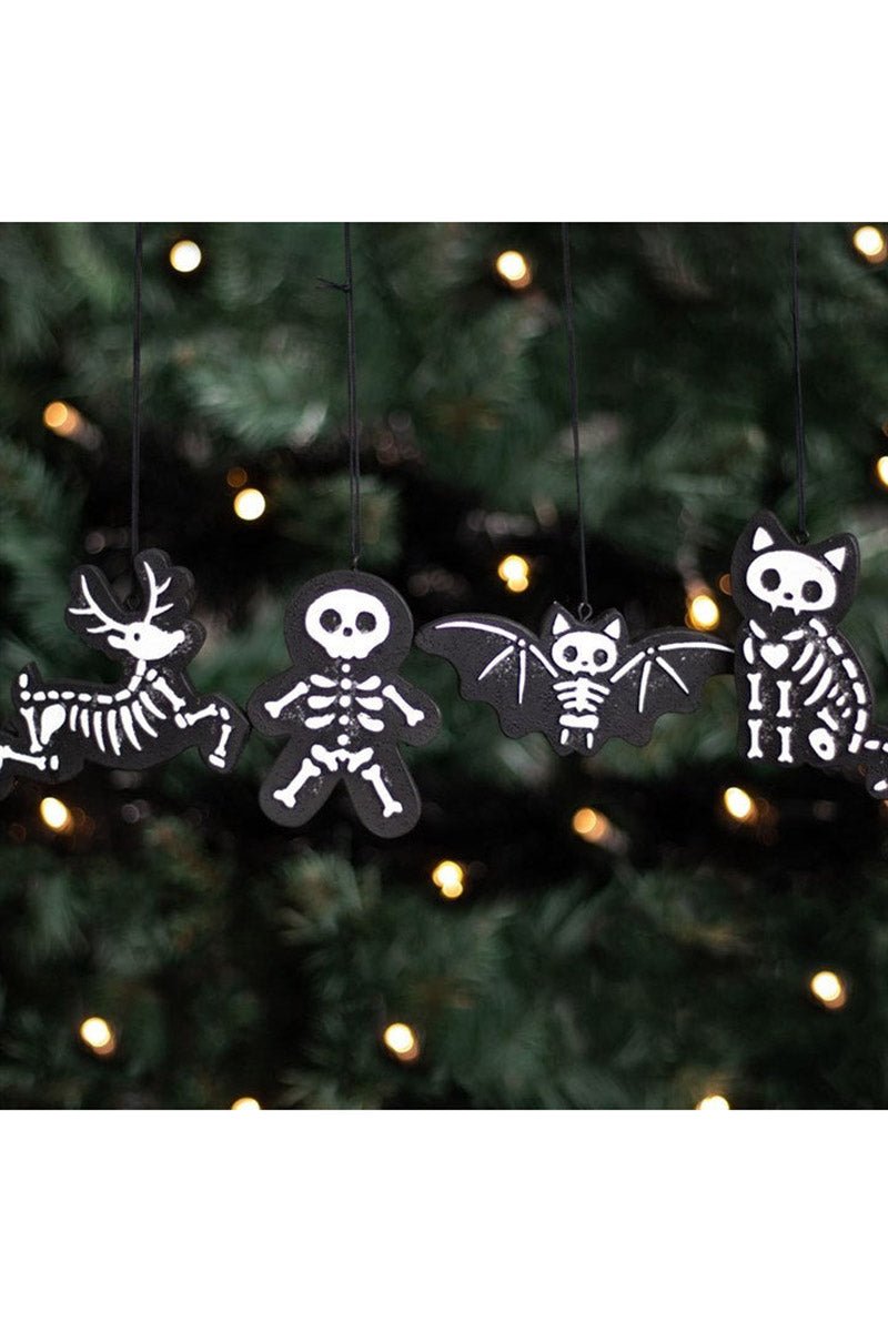 Black Skeleton Christmas Gingerbread Ornaments [Set of 4]
