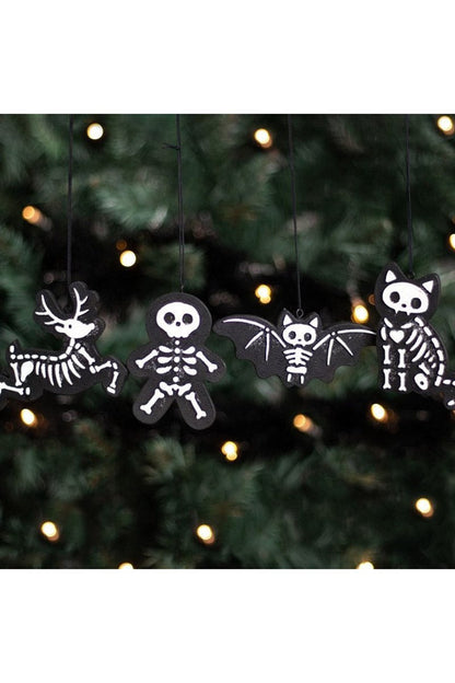 Black Skeleton Christmas Gingerbread Ornaments [Set of 4]