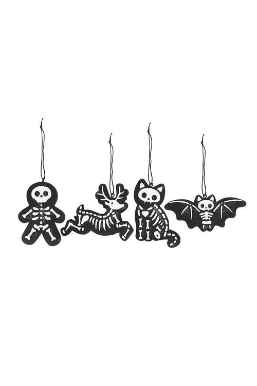 Black Skeleton Christmas Gingerbread Ornaments [Set of 4]