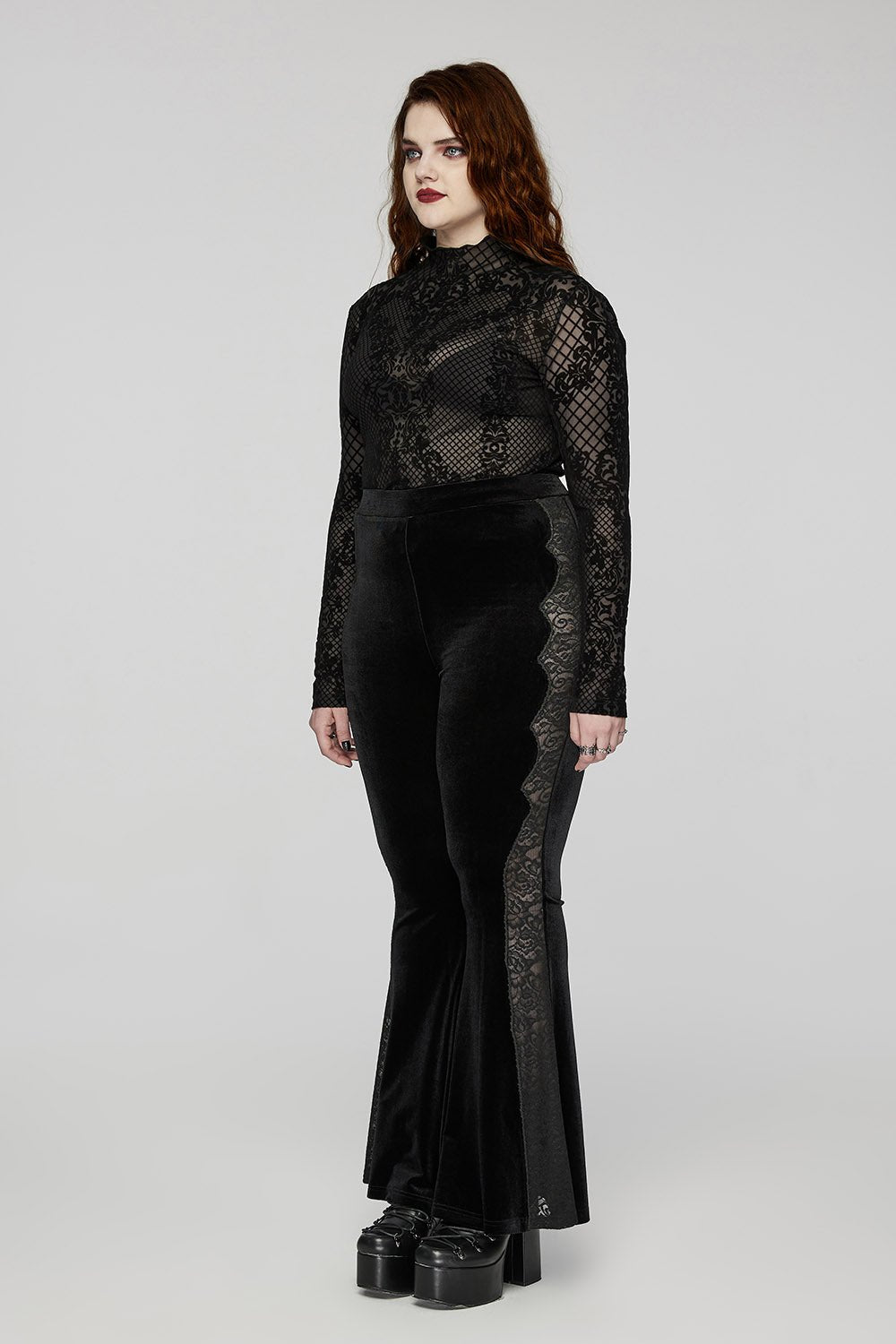 Blairwitch Black Velvet Bell Bottoms [Plus Size]