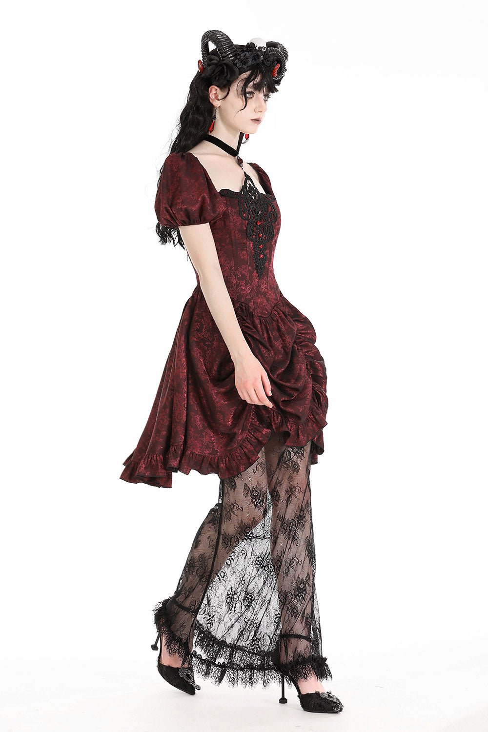 Blood Court Puffed Sleeve Gothic Dress
