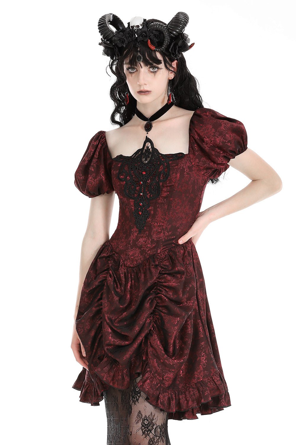 Blood Court Puffed Sleeve Gothic Dress