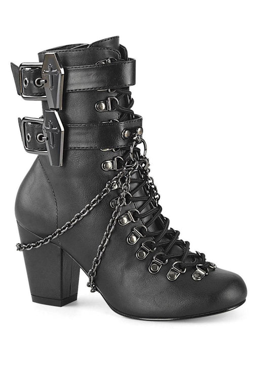 Casket Crush Ankle Boots VIK128 [Black Vegan Leather]