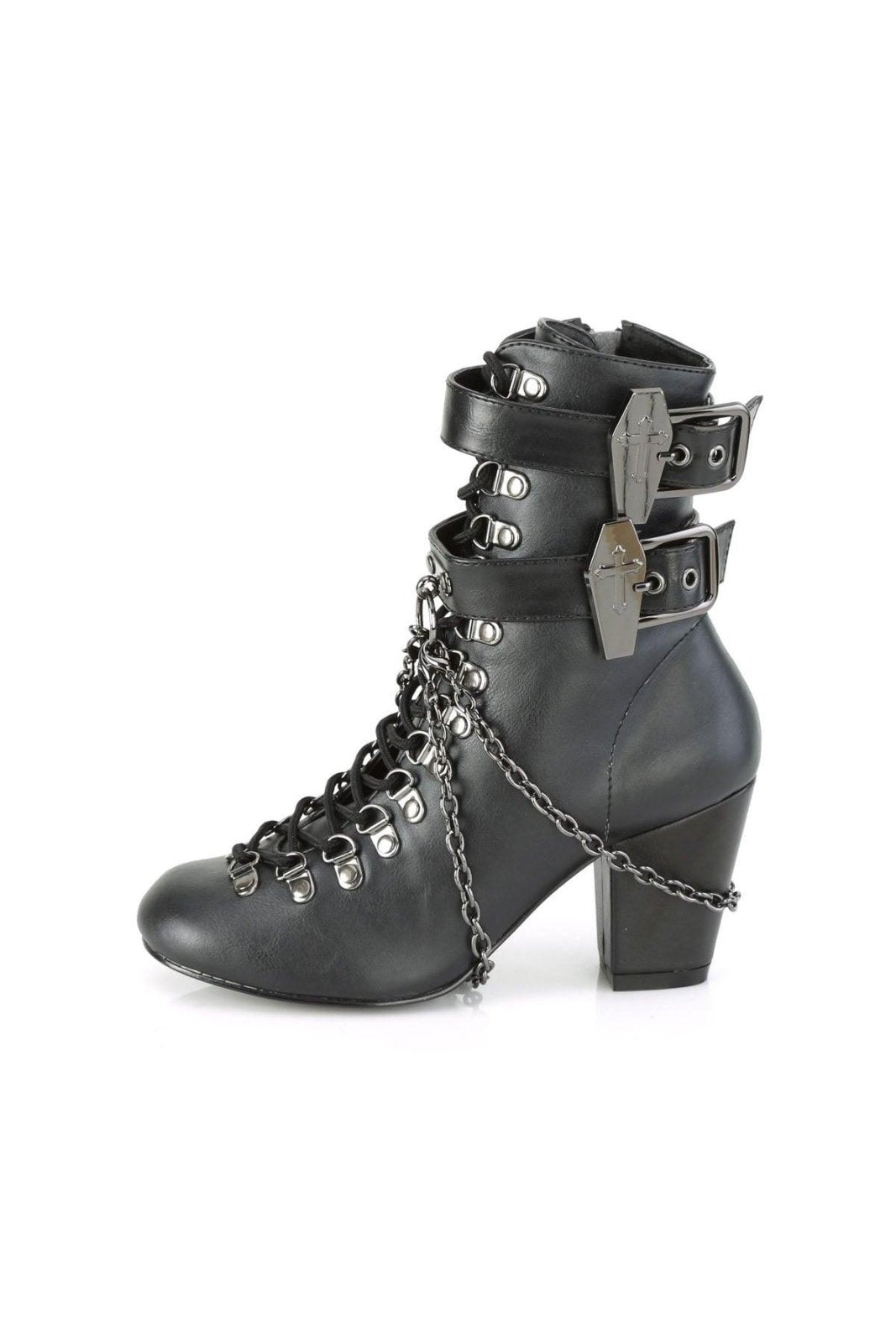 Casket Crush Ankle Boots VIK128 [Black Vegan Leather]