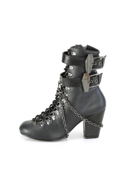 Casket Crush Ankle Boots VIK128 [Black Vegan Leather]