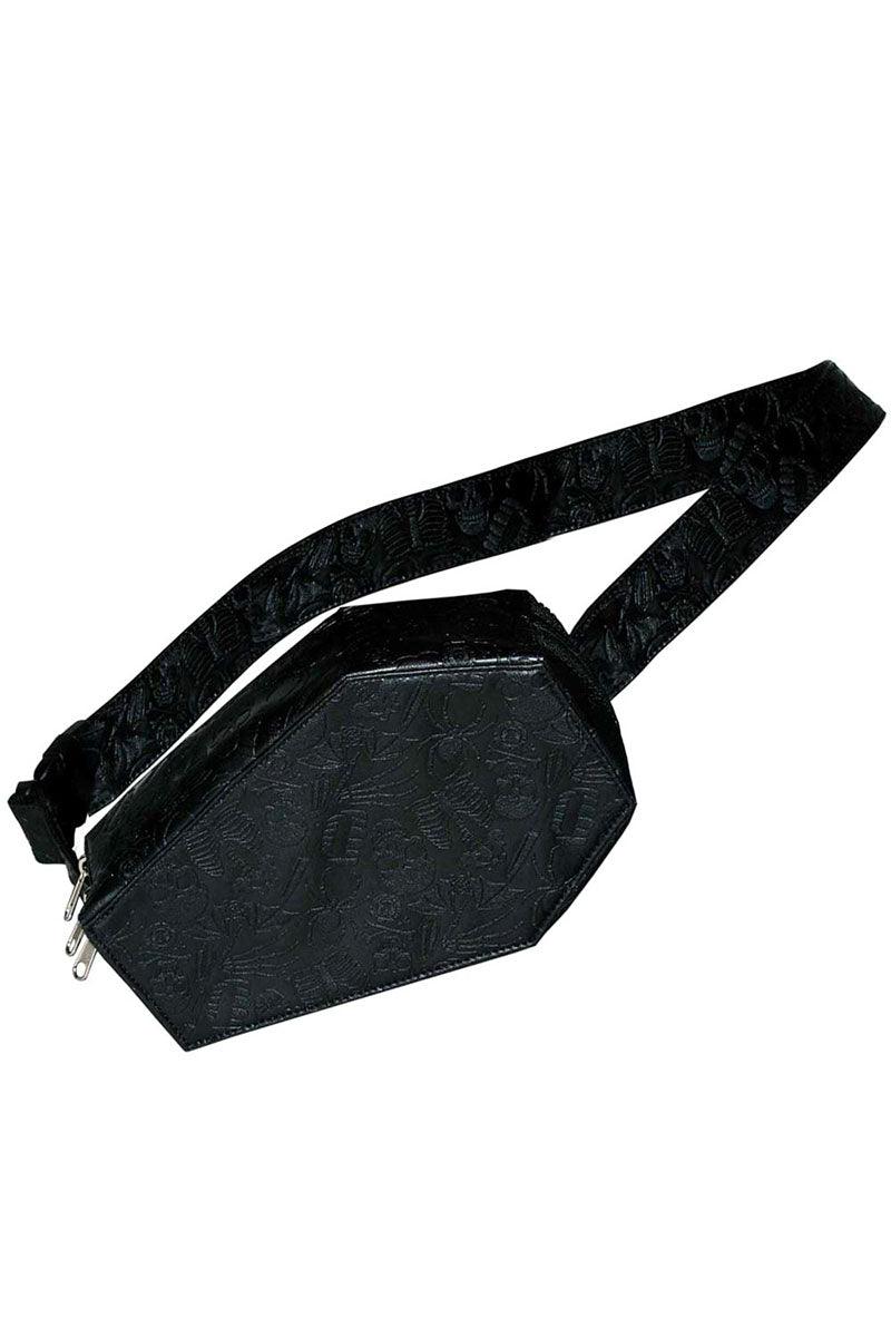 Coffin Embossed Skull Hip Pouch