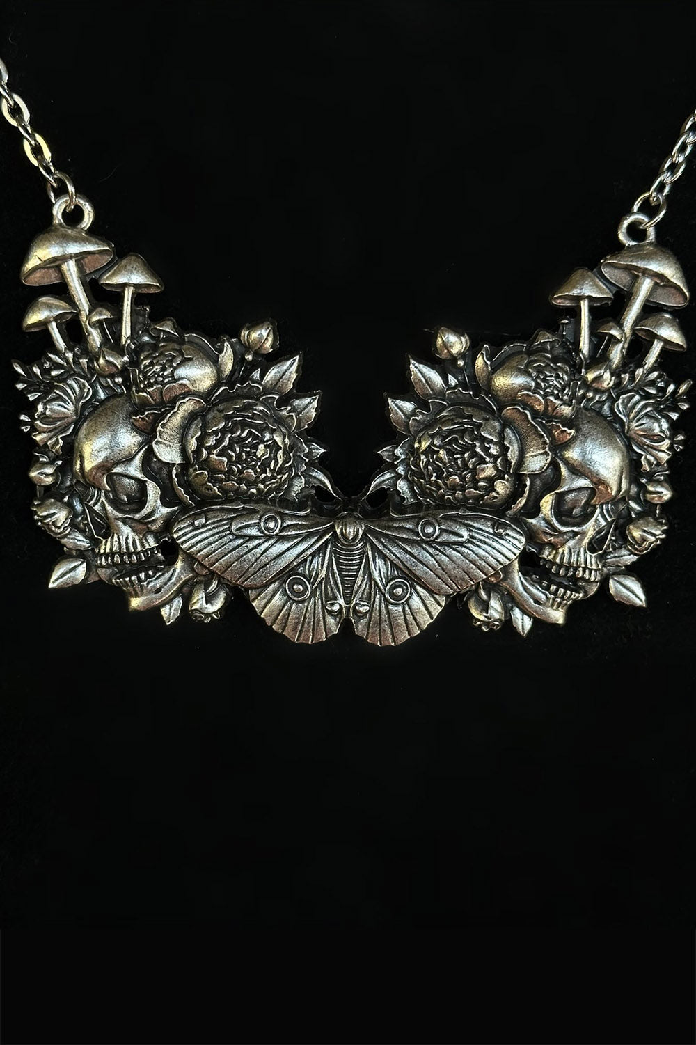 Cemetery Garden: Mushroom Skull Necklace