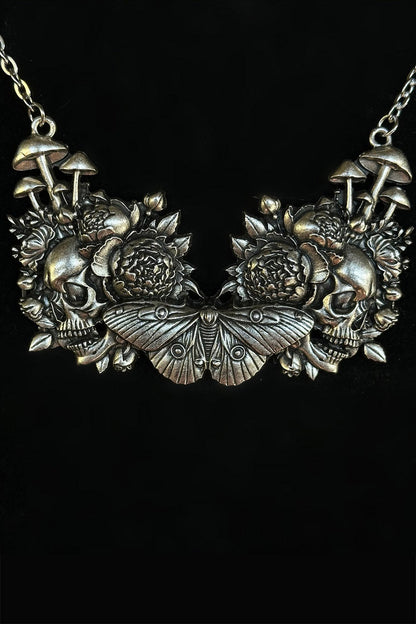 Cemetery Garden: Mushroom Skull Necklace