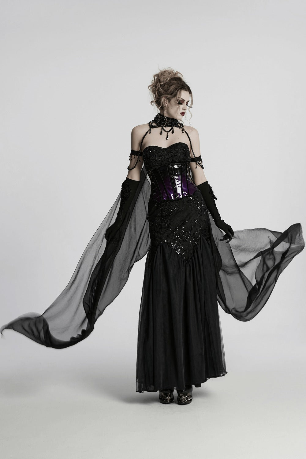 Crystal Witch Choker with Detachable Cloak Harness