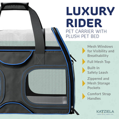 Katziela - Luxury Rider Pet Carrier with Removable Wheels - 4 Colors