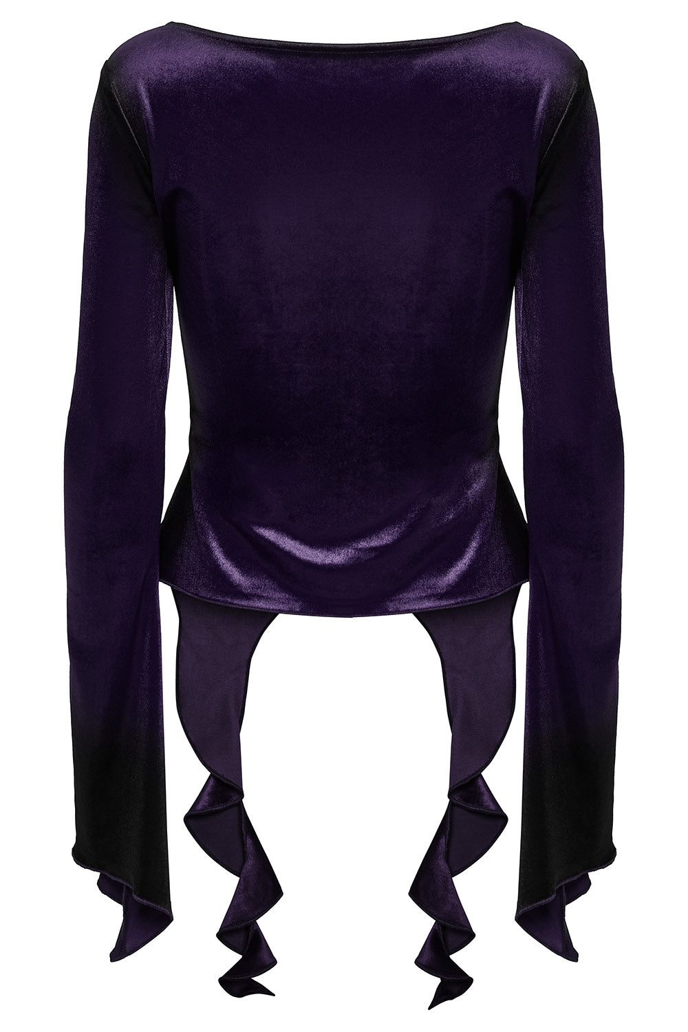 Amethyst Asymmetric Hem Velvet Top [Violet]