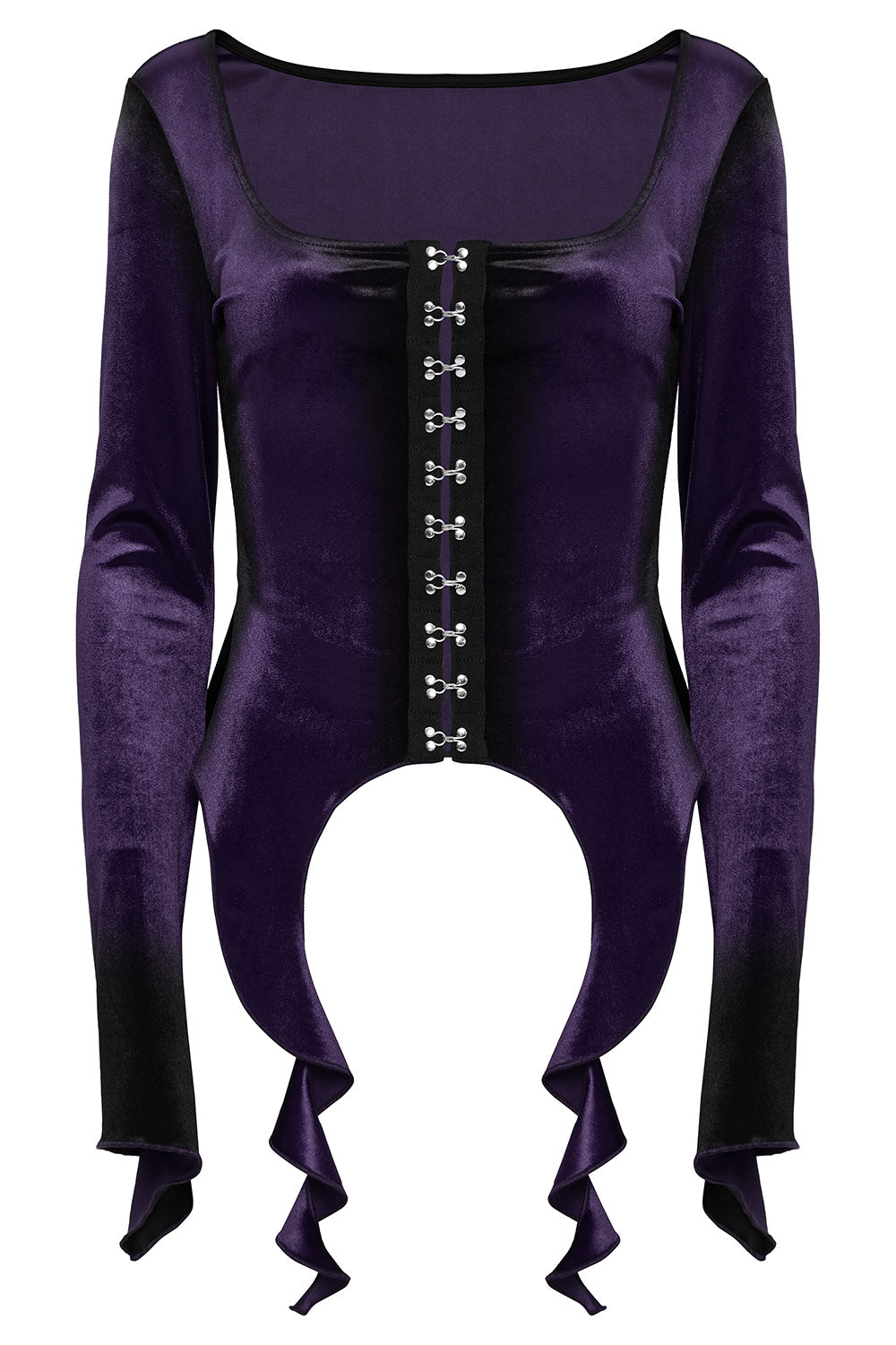 Amethyst Asymmetric Hem Velvet Top [Violet]