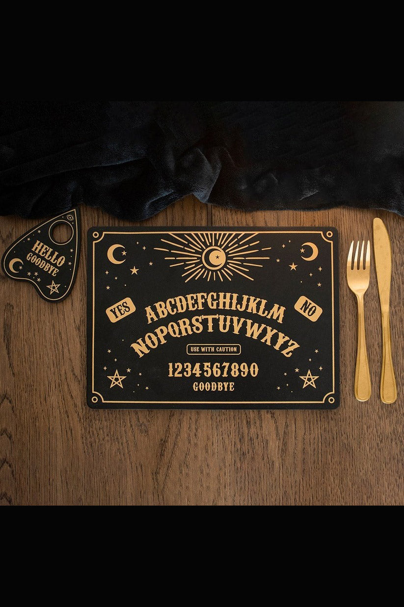 Black Talking Board Placement and Planchette Coaster