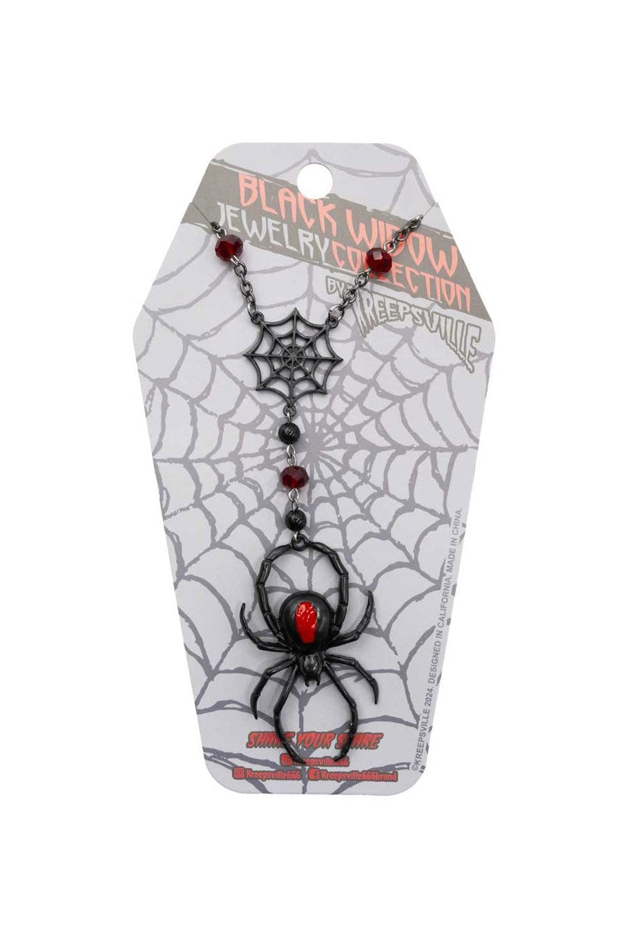 Black Widow Spider Rosary Charm Necklace