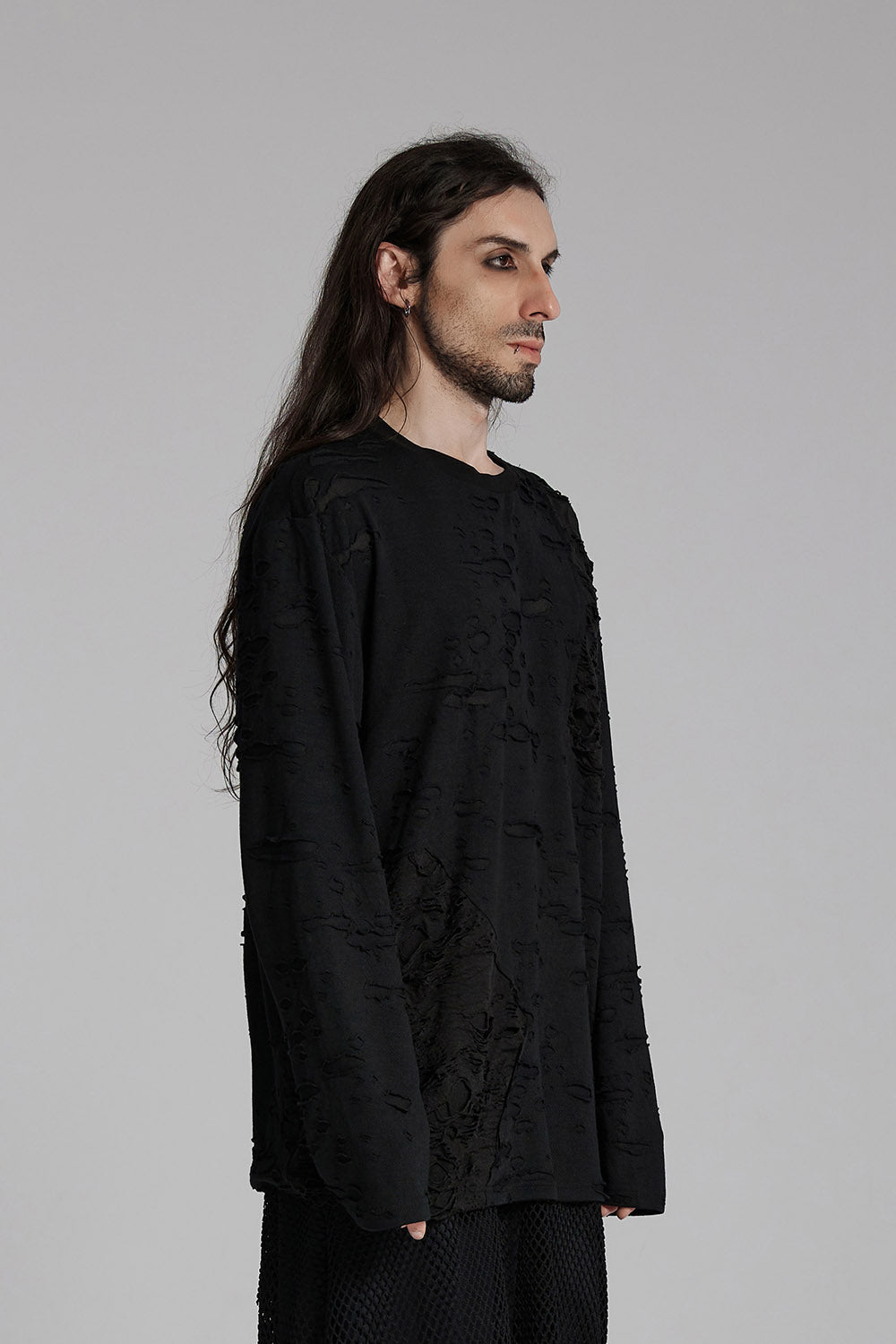 Battered Bones Long Sleeve Shredded Shirt