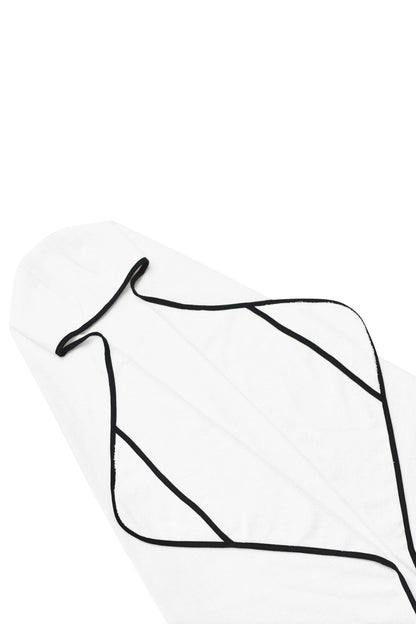 Toddler Hooded Bath Towel in Cloud with Midnight Trim