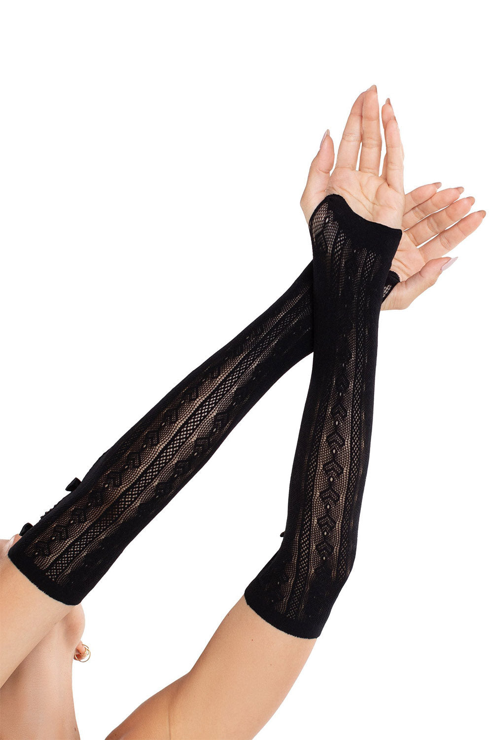 Bordeux Satin Bow Lace Gloves