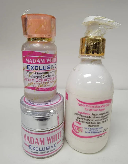 MADAM WHITE EXCLUSIVE XTRA WHITENING MILK + SERUM + FACE CREAM MADAM WHITE
