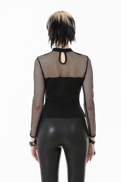 Catacomb Cotton Fishnet Long Sleeve Top