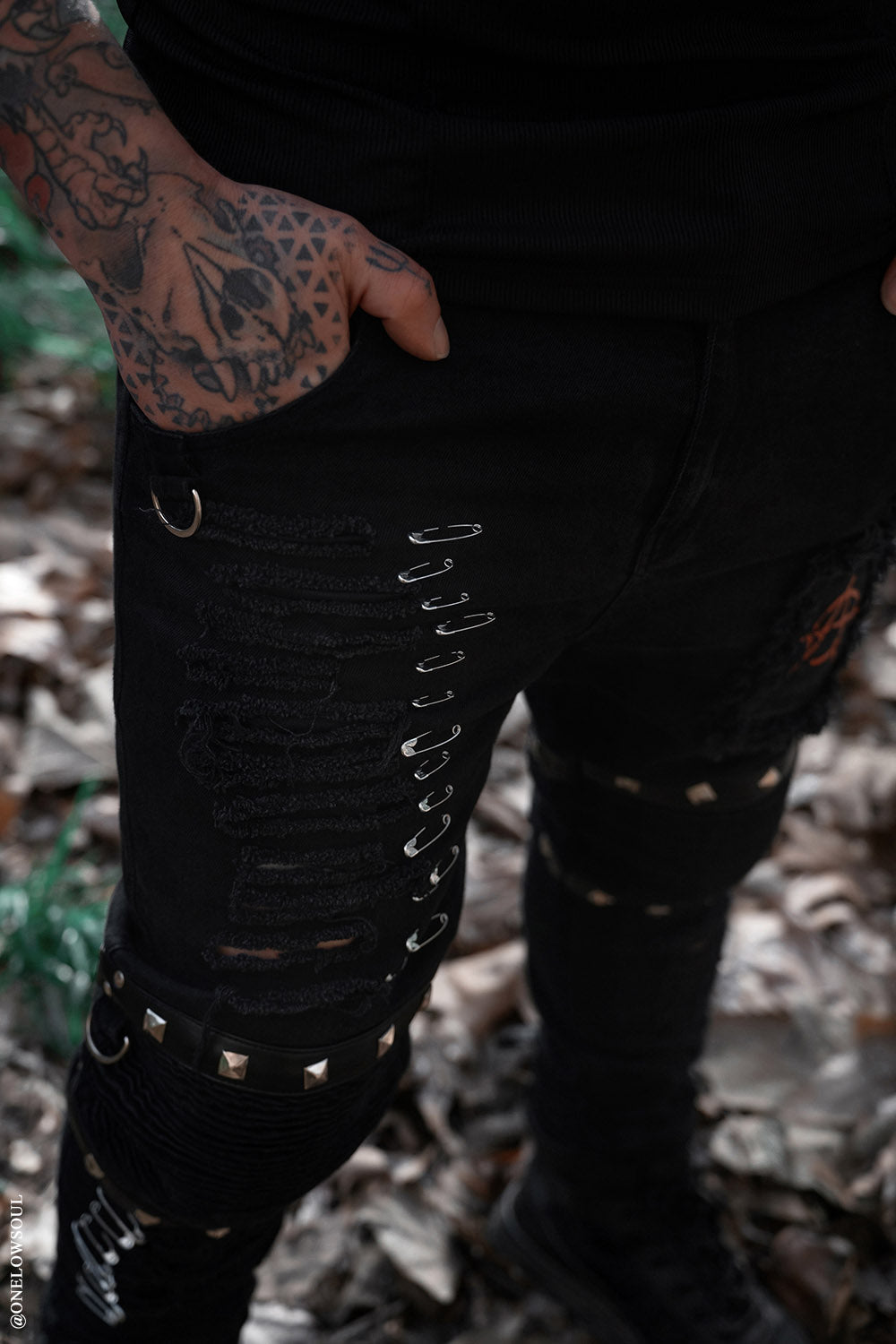Annihilate Safety Pin Studded Pants [Unisex]