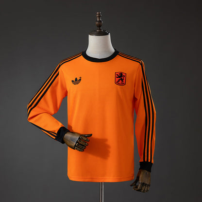 Netherlands 1980 Home Retro Long Sleeved Jersey Fan version