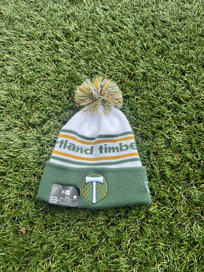 PORTLAND TIMBERS FC MEN'S KNIT CUFF WHITE POM BEANIE