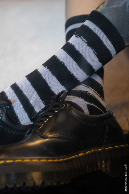 Creepy Crew Socks [Bone/Black Stripes]