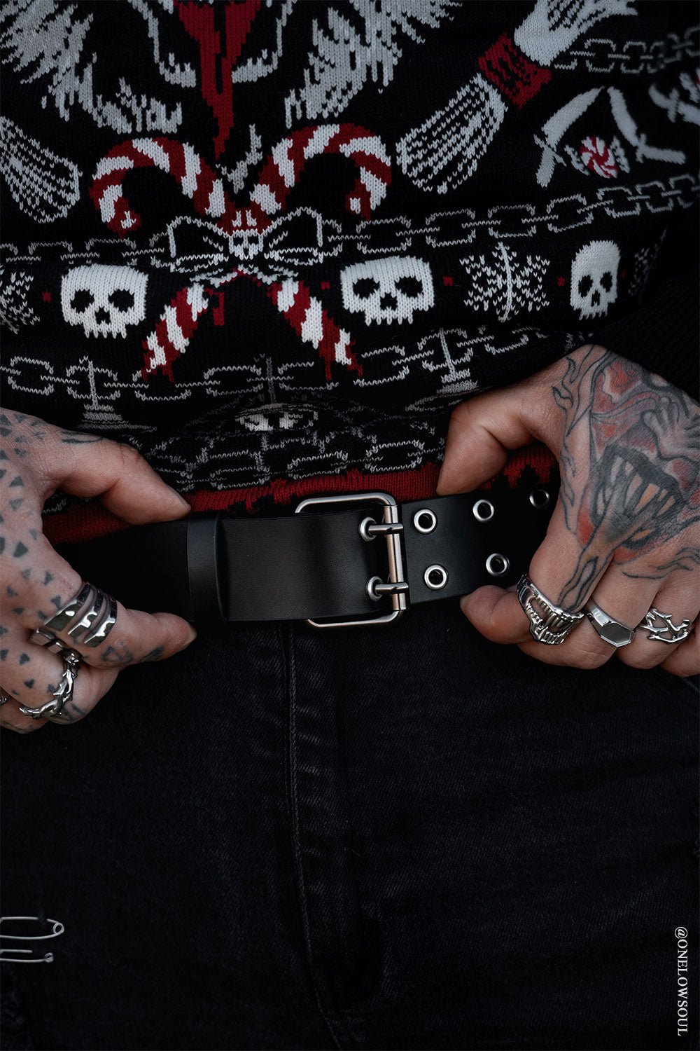 Citadel Pyramid Stud Belt [Genuine Leather]