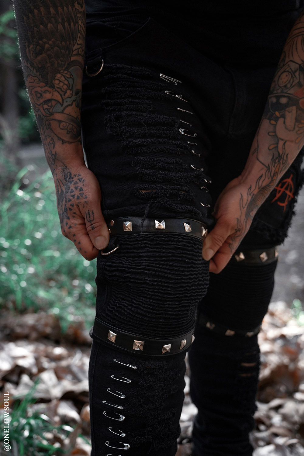 Annihilate Safety Pin Studded Pants [Unisex]
