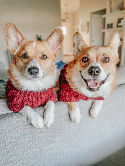 Pet Cable Knit Sweater - Red