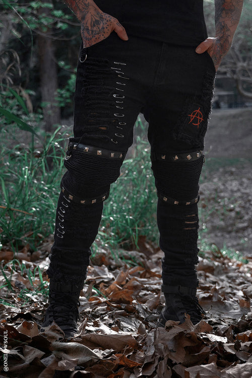 Annihilate Safety Pin Studded Pants [Unisex]