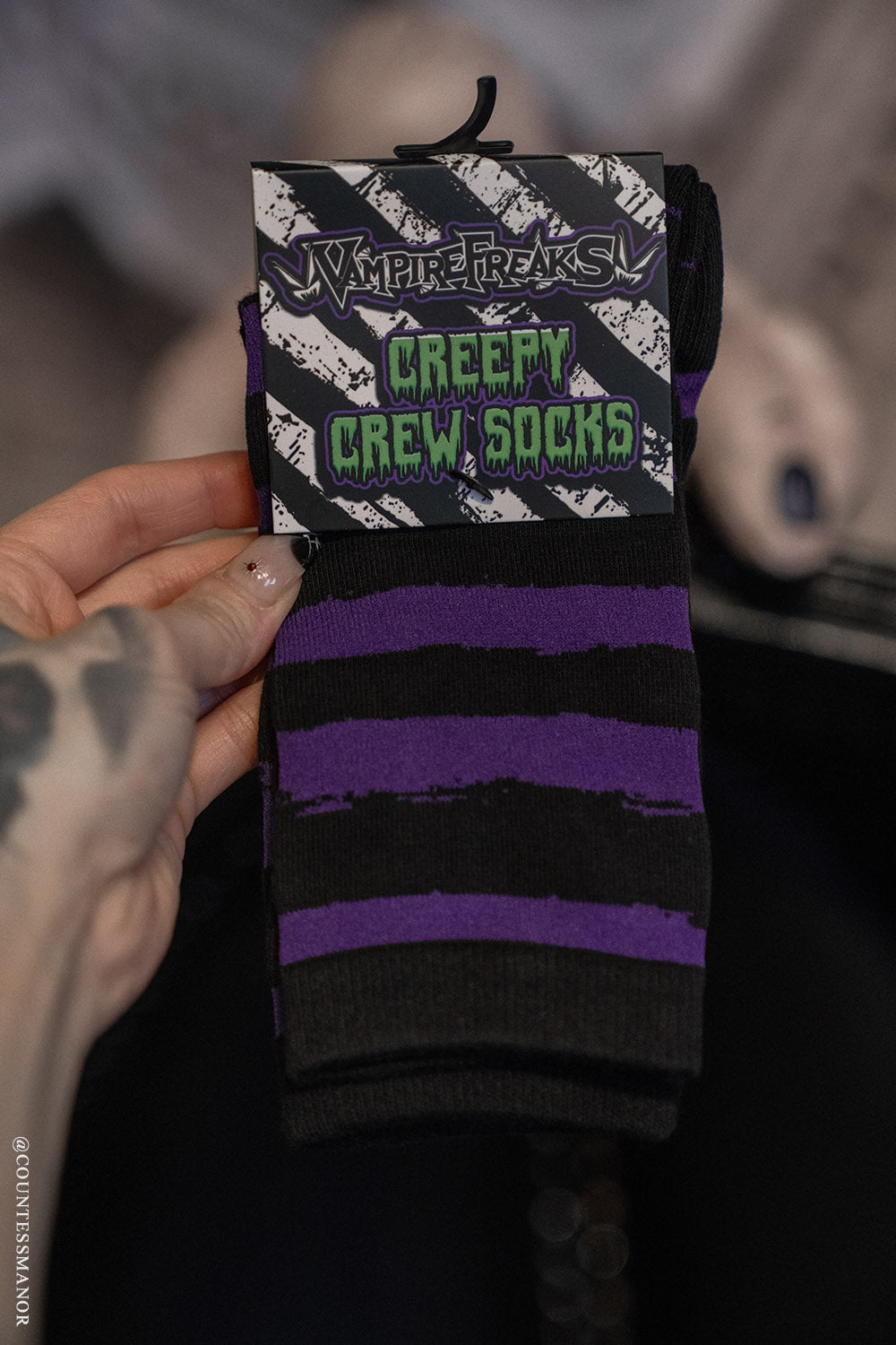Creepy Crew Socks [Purple/Black Stripes]