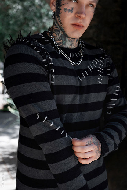 Autopsy Stitch Striped Sweater