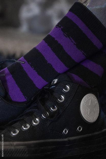 Creepy Crew Socks [Purple/Black Stripes]