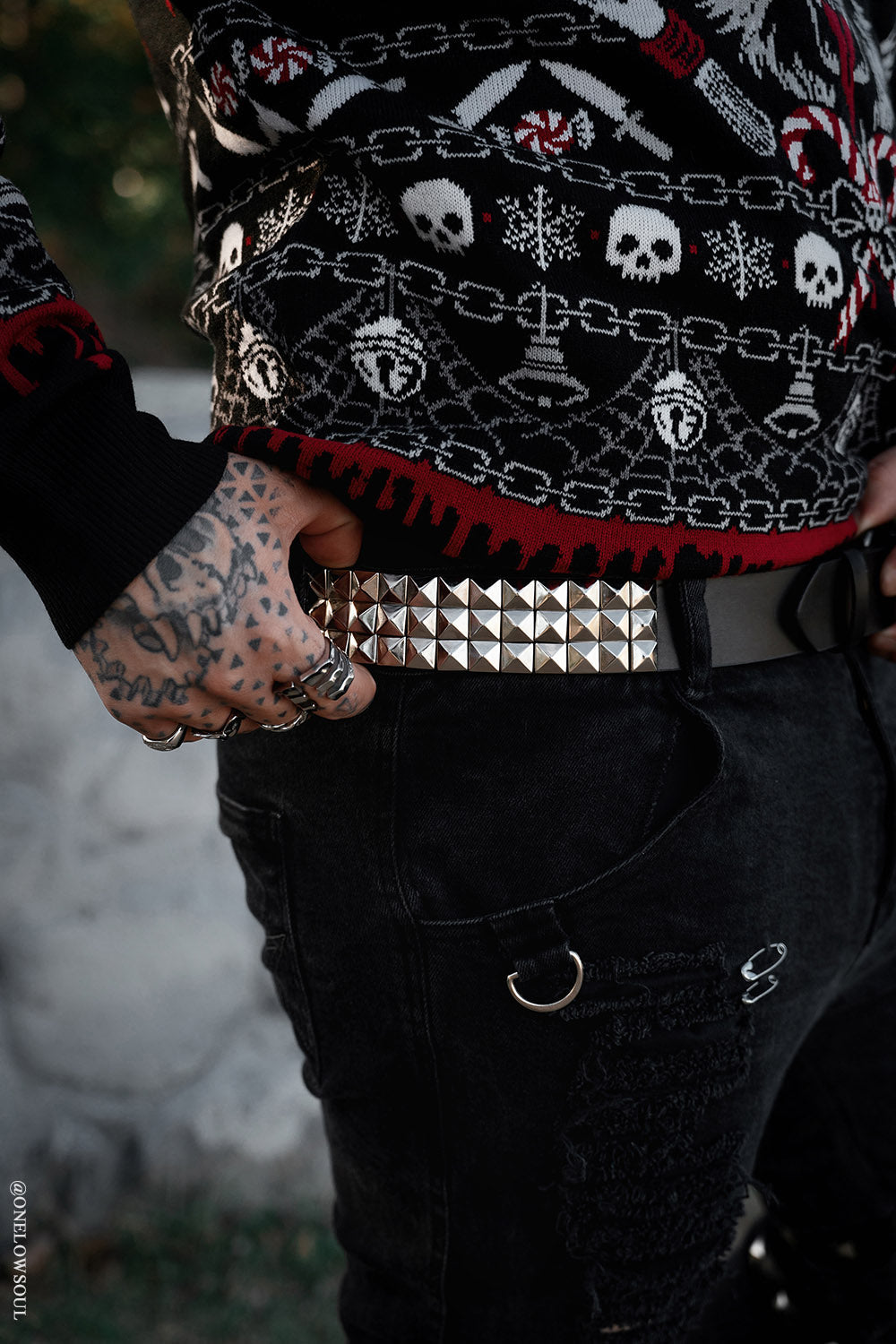 Citadel Pyramid Stud Belt [Genuine Leather]