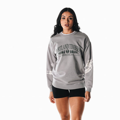 TIMBERS FC LADIES GRAY TIE DYE SLEEVE CREW