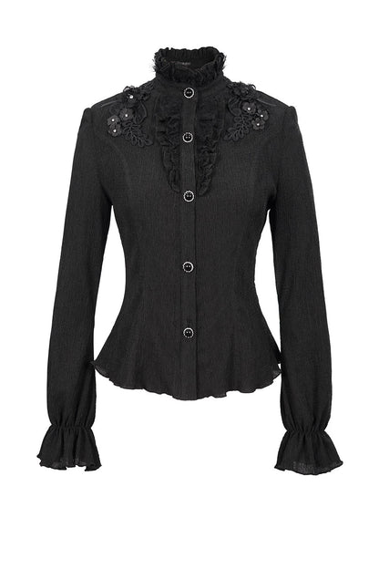 Báthory Blooms Ruffled Victorian Top