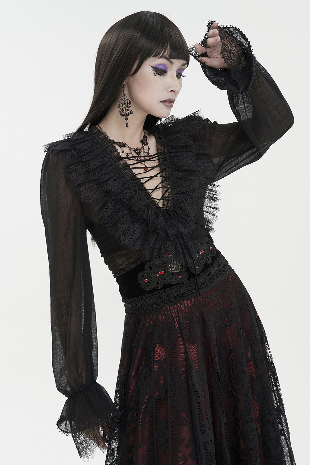 Crumbling Statues Romantic Ruffled Top