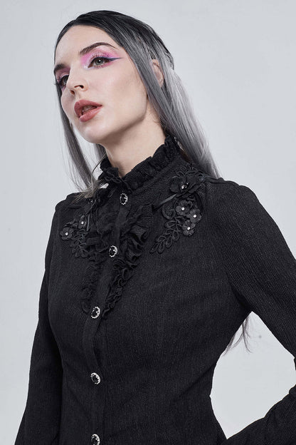 Báthory Blooms Ruffled Victorian Top