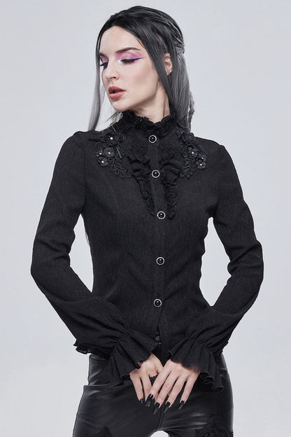 Báthory Blooms Ruffled Victorian Top